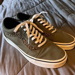 Green Cheeta Detail Vans Shoes